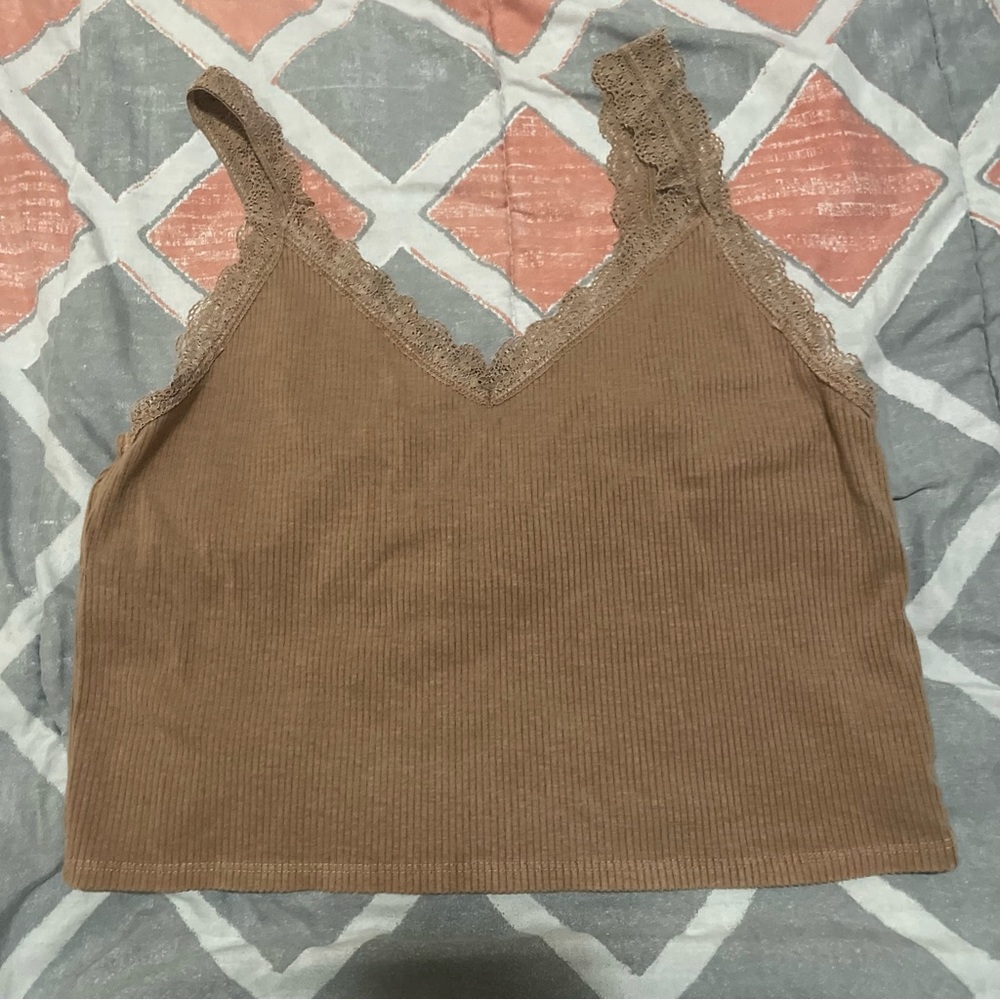 American Eagle Ribbed Lace Tank Top